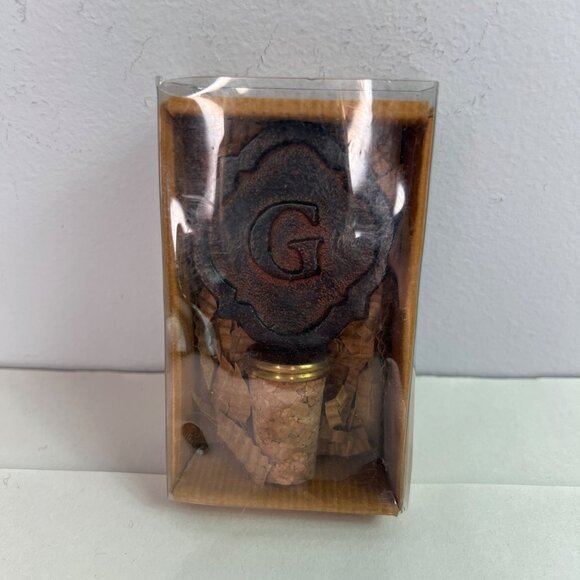 Mud Pie Metal Cast Iron Initial "G" Wine Bottle Stopper NEW - Picture 5 of 7